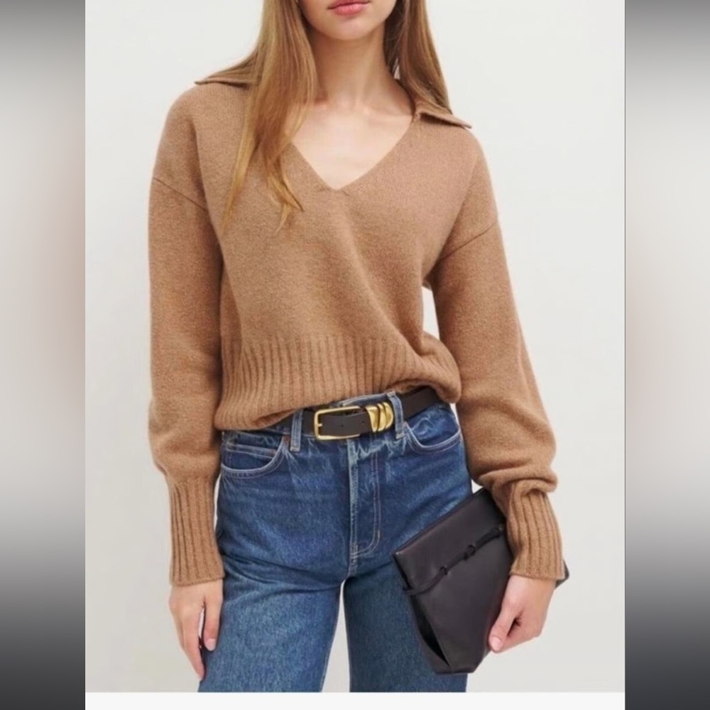 Reformation Camel Knit Sweater